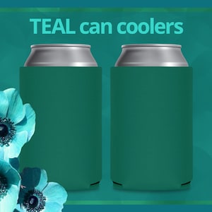 FOAM Blank Can Coolers Teal Green Beer Holders Assorted Colors DIY Drink Holder for Heat Transfer and Sublimation Fits 12 oz Can & Bottle
