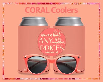 FOAM Blank Can Coolers Coral Beer Holders Assorted Colors Orange Drink Holder DIY Heat Transfer and Sublimation Fits 12 oz Can & Bottle