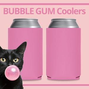 Blank Foam Can Coolers: Bubble Gum Pink, DIY Beer Holders image 2