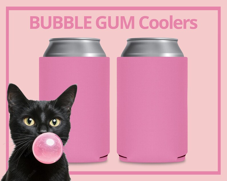 Blank Foam Can Coolers: Bubble Gum Pink, DIY Beer Holders image 2