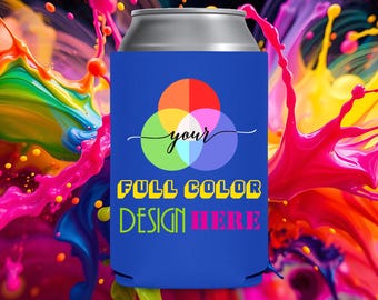 Custom Can Coolers For Guests & Events Party Favors Bulk Promotional Items Full Color Print Foam or Neoprene Your Custom Design or Logo