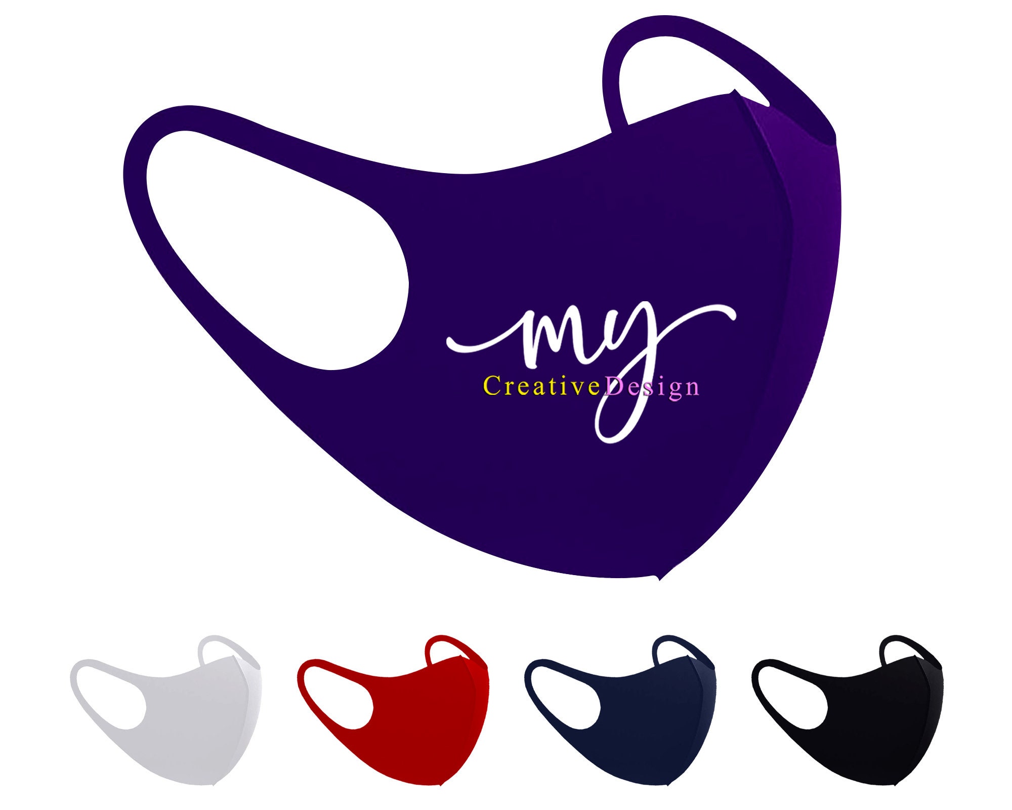 Face Mask With Logo for Businesses Polyester 1Layer Purple Etsy