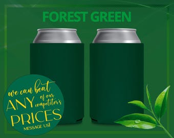 FOAM Blank Can Coolers Forest Green Beer Holders Assorted Colors Drink Holder DIY Heat Transfer and Sublimation Fits 12 oz Can & Bottle