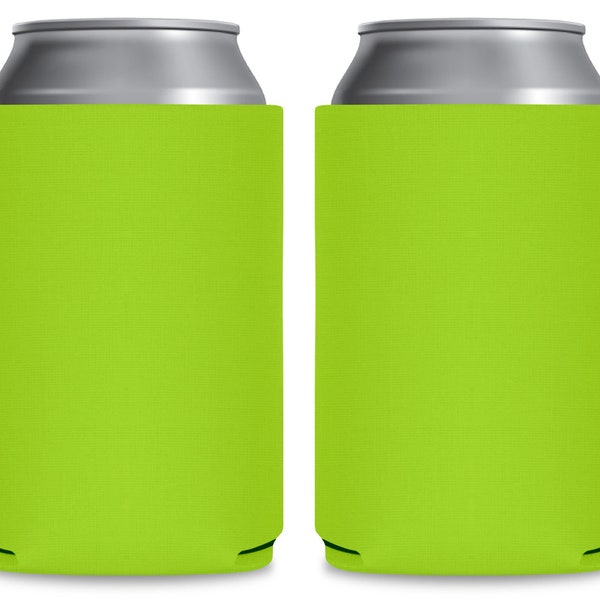 Blank Can Coolers Lime Green Beer Holders Assorted Colors DIY Drink Holder for Heat Transfer and Sublimation Fits 12 oz Can & Bottle Holders