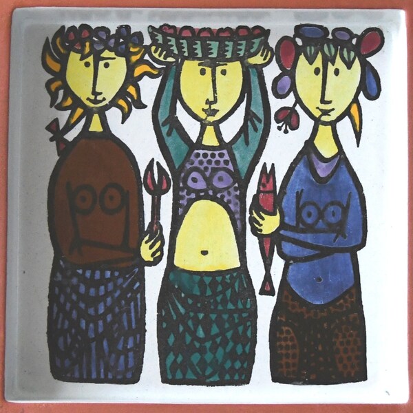 Gustavsberg Sweden. Stig Lindberg. Karneval dish. Collectible Scandinavian Mid century Modern