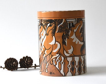 Danish IRMA Tin by Vibeke Alfelt 1981. Modern Coffee Tin canister. Contemporary Art  illustration. Scandinavian Modern Collectible.