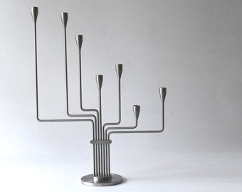 Piet Hein Candelabro, Portacandele Orso. Karlsvognen. Design modernista scandinavo vintage degli anni '80