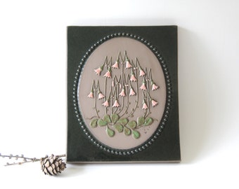 Swedish Modern wall hanging By Aimo. Jie Gantofta Wall decor 1960s. Beautiful Linnea flowers design by Aimo Nietosvuori. Linnea borealis