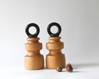 Nissen Denmark Beechwood Salt and Pepper Grinder Set, Danish Modern MCM