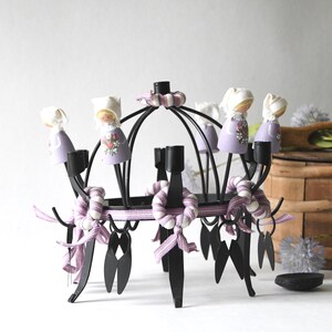 Traditional Midsummer Toarp Crown / Candleholder. Vintage Swedish candlestick holder. Handmade Folk Art image 7