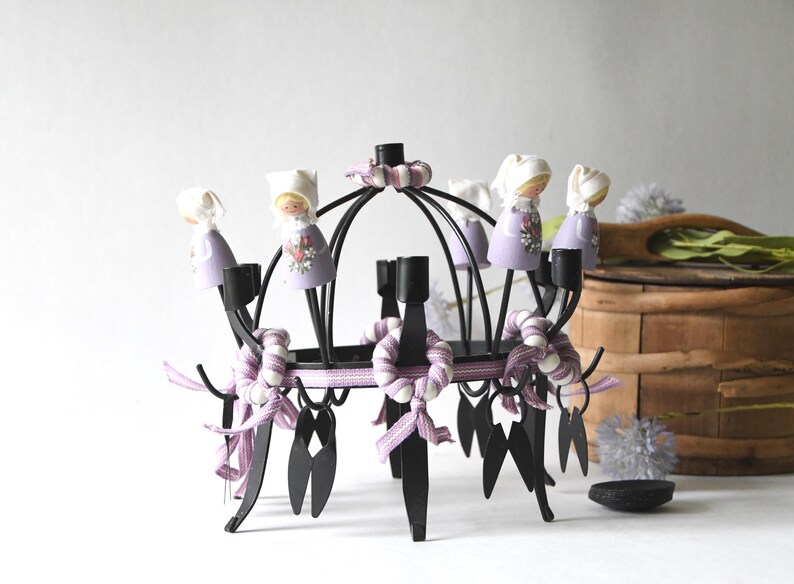 Traditional Midsummer Toarp Crown / Candleholder. Vintage Swedish candlestick holder. Handmade Folk Art image 7