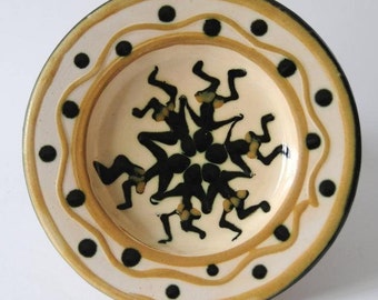 Kahler studio. Unique Danish Art pottery by Astrid Tjalk. Small dish. Danish mid modern collectible - Signed HAK