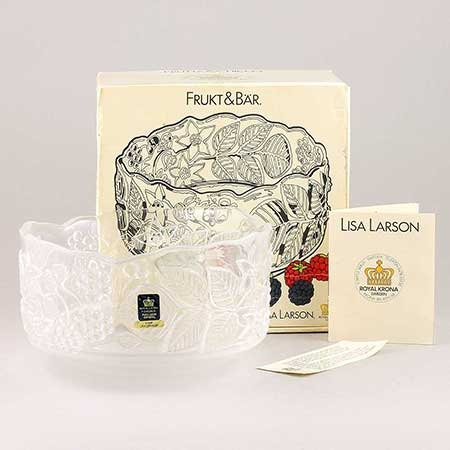 Lisa Larson Crystal Bowl, Fruit & Berries Design, Royal Krona
