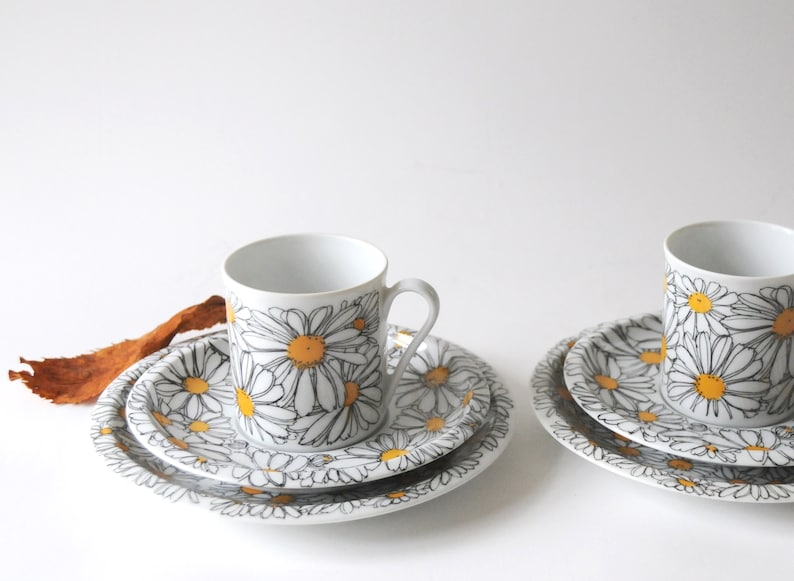 IKEA Sweden. Two Cup Saucer and Plates. Marguerite Walfridson. Etsy