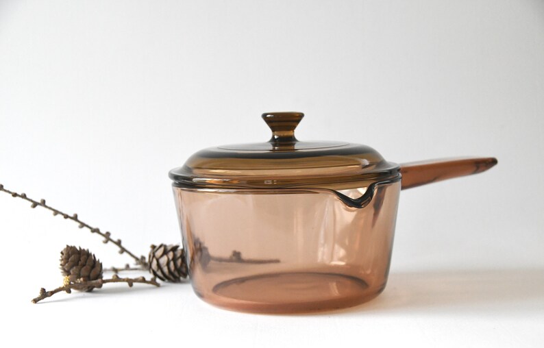 Modern Corning Glass Cooking Pot. Saucepan Smoked Brown Vision Etsy