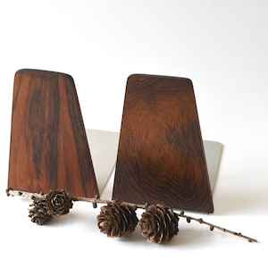 Danish modern Rosewood bookends. Kai Kristiansen. Two mid century modern Shelf Home decor. Vintage Book lover gift. Nordic design