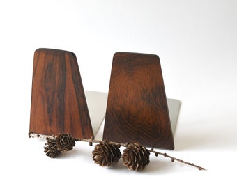 Danish modern Rosewood bookends. Kai Kristiansen. Two mid century modern Shelf Home decor. Vintage Book lover gift. Nordic design