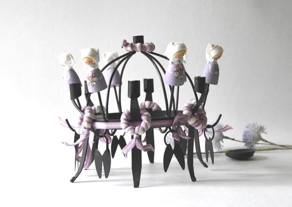 Traditional Midsummer Toarp Crown / Candleholder. Vintage Swedish candlestick holder. Handmade Folk Art
