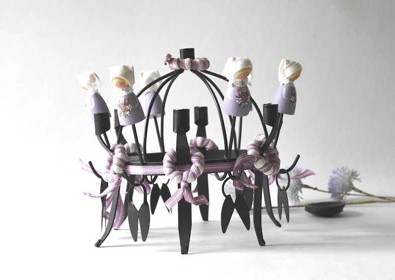 Traditional Midsummer Toarp Crown / Candleholder. Vintage Swedish candlestick holder.