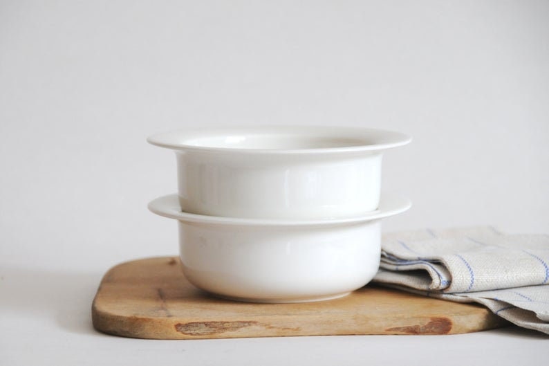 2 Arabia Finland ARCTICA White Bowls by Inkeri Leivo. Vintage Soup
