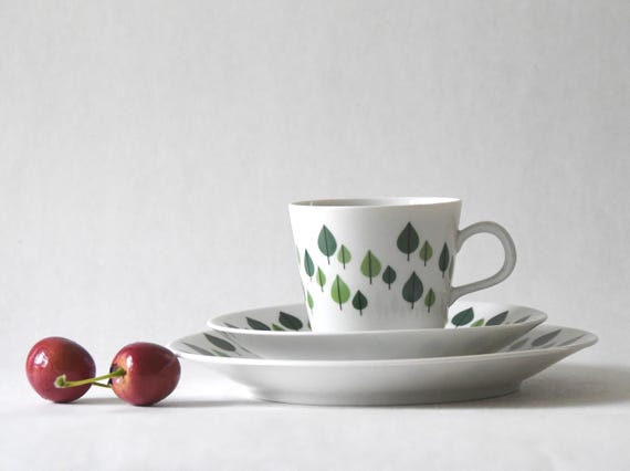 Rörstrand PARK. Cup, Saucer and Plate. Rare Coffeecup by Carl-Harry Staalhane. Mid Century Scandinavian modern. Collectible
