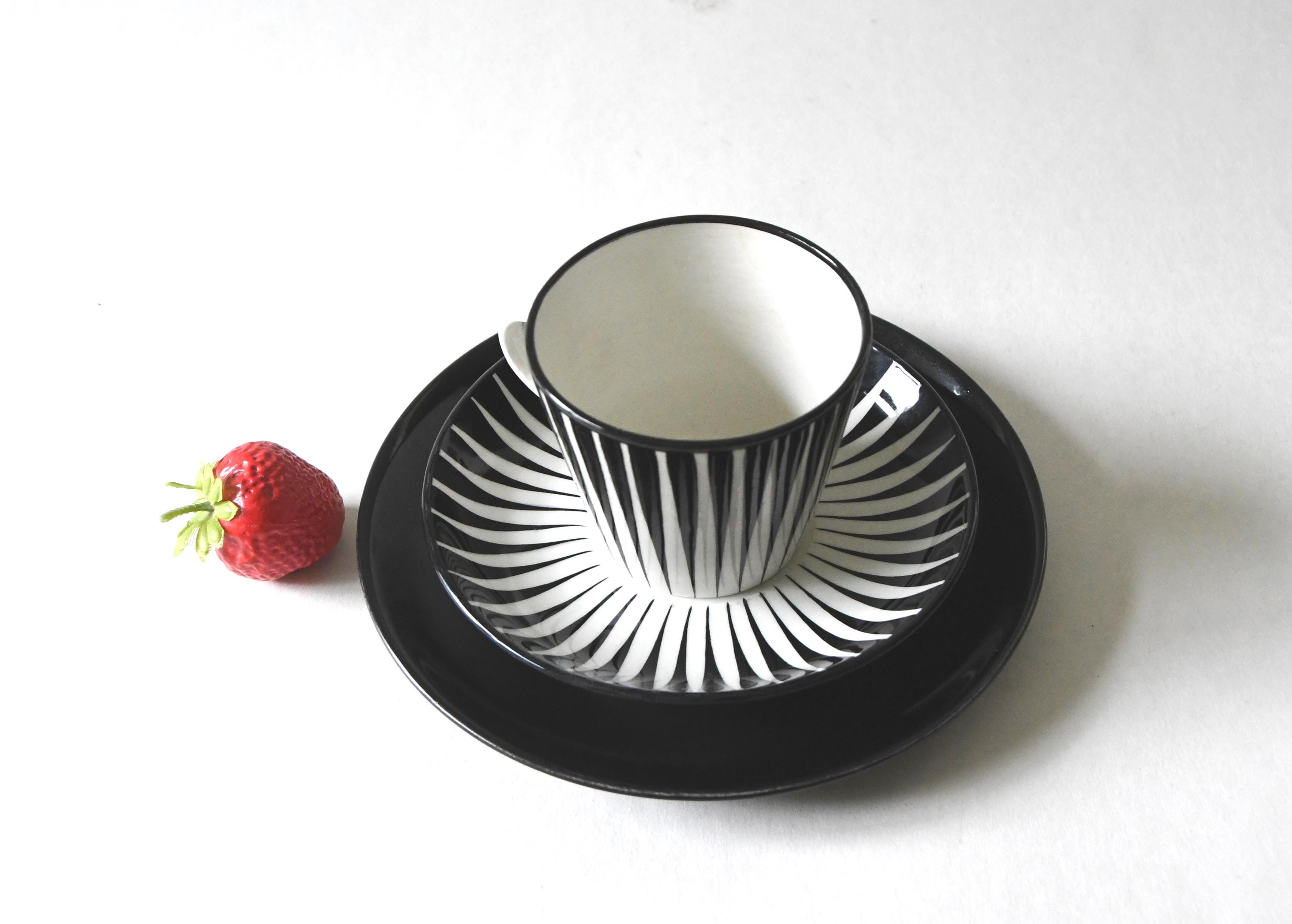 Zebra Cup, Saucer and Plate by Eugen Trost for Gefle, MCM 1950s