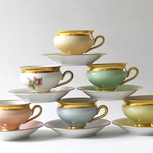 Antique Empress cup. Beautiful Pastel and Gold Demitasse cups, Kjøbenhavns Porcelains Maleri KPM