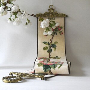 Wall hanging. Cross stitch embroidery Bell Pull with Appelblossom. Vintage Wall Decor. Scandinavian Cottage. image 4