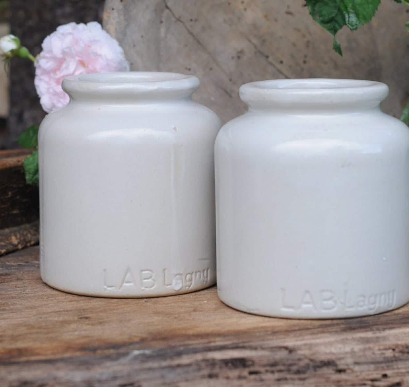 Antique French Mustard Jars. Two White Ironstone. Rustic Etsy
