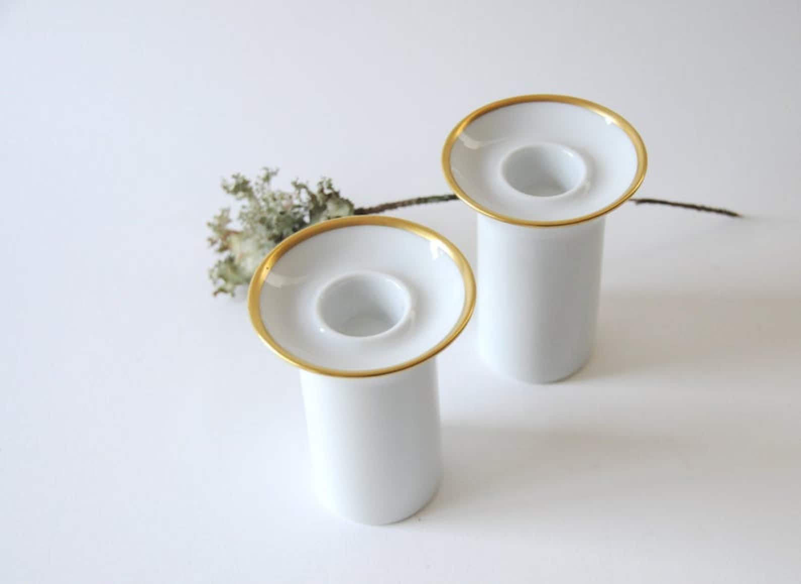 Candle Holders by Hans Theo Baumann. Pair Gold Rimmed Candle Etsy Israel