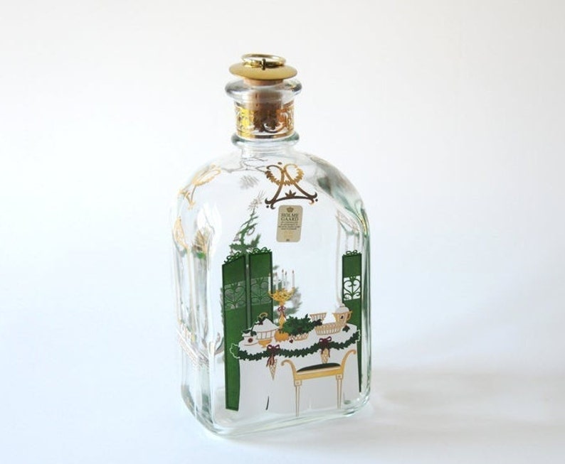 Holmegaard Christmas liquor glass bottle 1996. Design by Michael Bang and Jette Frölich. Scandinavian vintage collectible Christmas Decor image 1