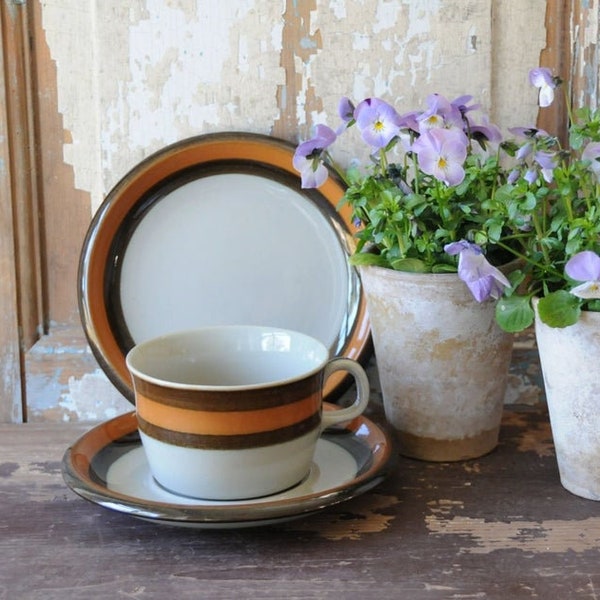 Swedish Rörstrand. Annika Cup saucer and plate by Marianne Westman. 1970s. Trio set. Scandinavian mid-century modern