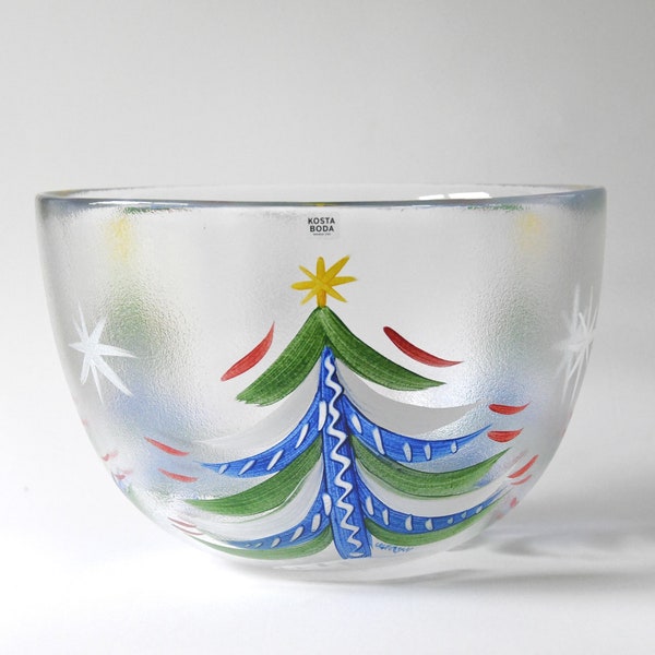 Ulrica Hydman Vallien. Kosta Boda Sweden. Large Christmas bowl. Scandinavian modern collectible. Contemporary Art - Gift for Artsy Friend