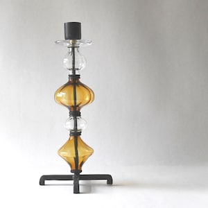 Candeholder by Erik Höglund for Boda, Sweden, 1960s – Beautiful Artwork with Golden Glass Sections