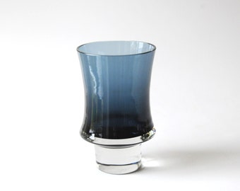 Tapio Wirkkala MAJAKKO. Finnish Art Glass From Iittala Finland. Signed. Blue Crystal design 3589. Scandinavian Mid Century modern