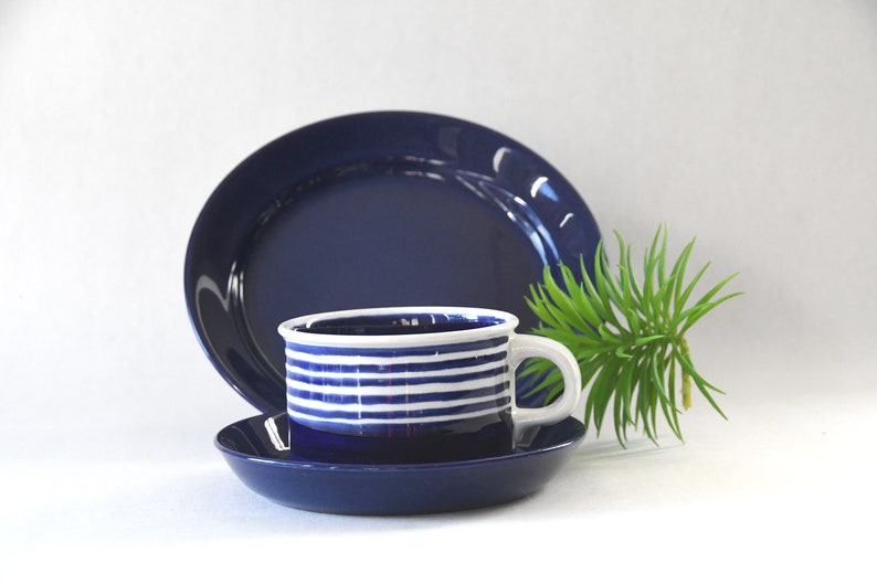 Gustavsberg Tea Trio. Kobolt by Karin Björquist. Scandinavian Mid century modern. Collectible. image 7