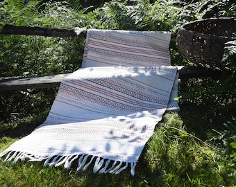 Swedish Rag Rug, Traditional Craft. Handwoven Nordic folklore. 1960s Textile Art. Cottage Core