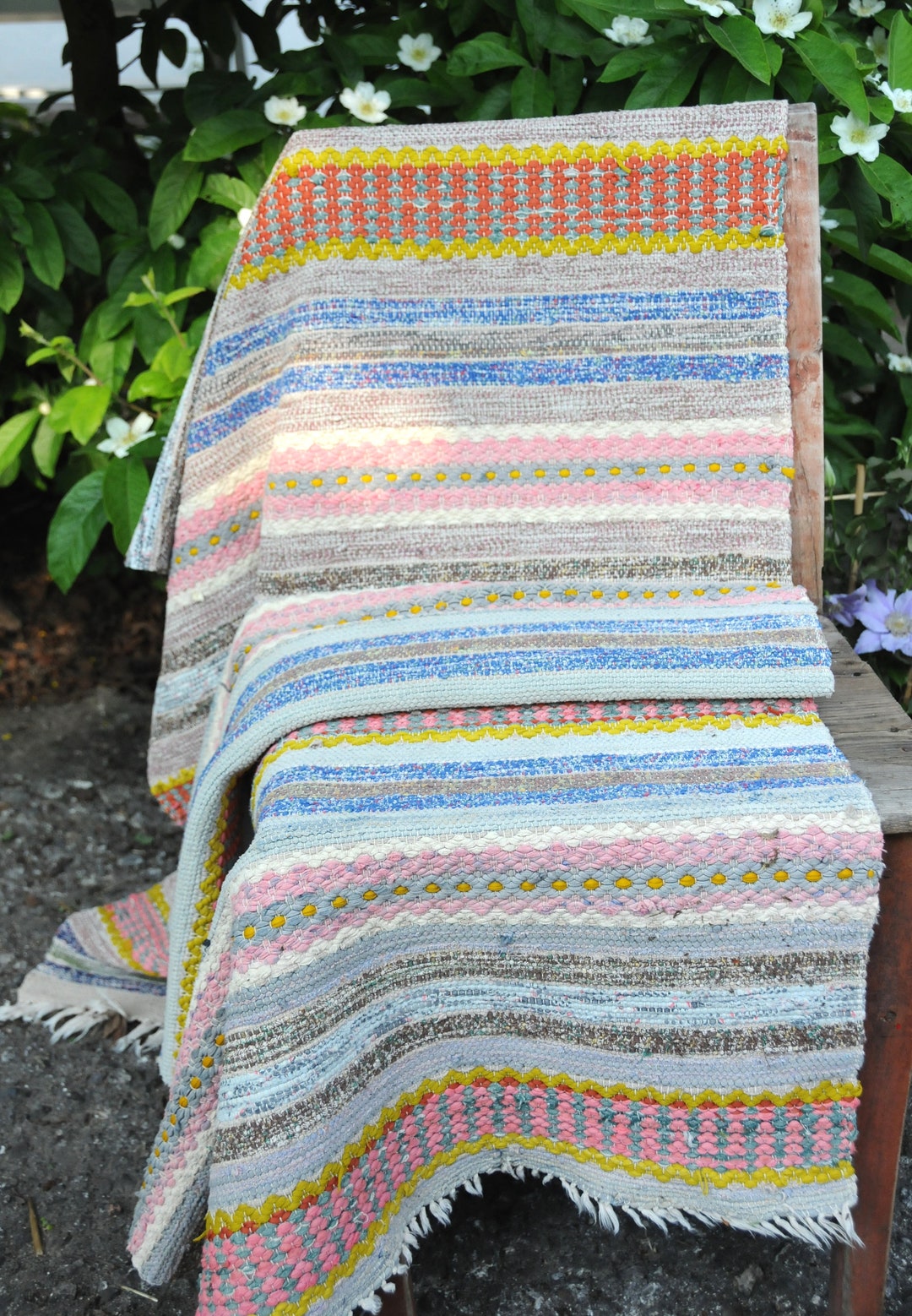 Swedish Handwoven Rag Rug. 1950s Textile Art. Vintage Home Decor ...