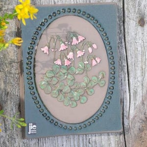 Swedish pottery wall hanging By Aimo. Jie Gantofta Wall decor 1960s. Beautiful Linnea flowers design Linnea borealis