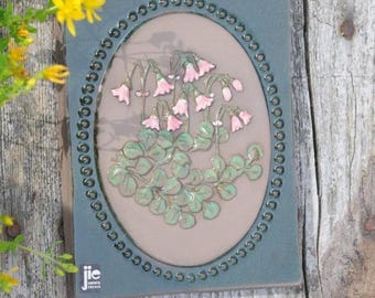 Swedish pottery wall hanging By Aimo. Jie Gantofta Wall decor 1960s. Beautiful Linnea flowers design Linnea borealis