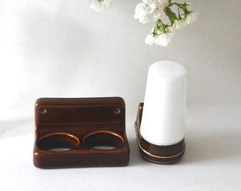 Ifö Bathroom Lamp and Toothbrush/ Cup Holder. Sigvard Bernadotte, IFÖ Original Scandinavian mid century set