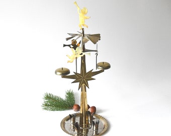 Swedish Vintage Brass Angel Chime. Angel Chime Nordic Xmas. candlestick holder. Scandinavian Christmas CandleHolder
