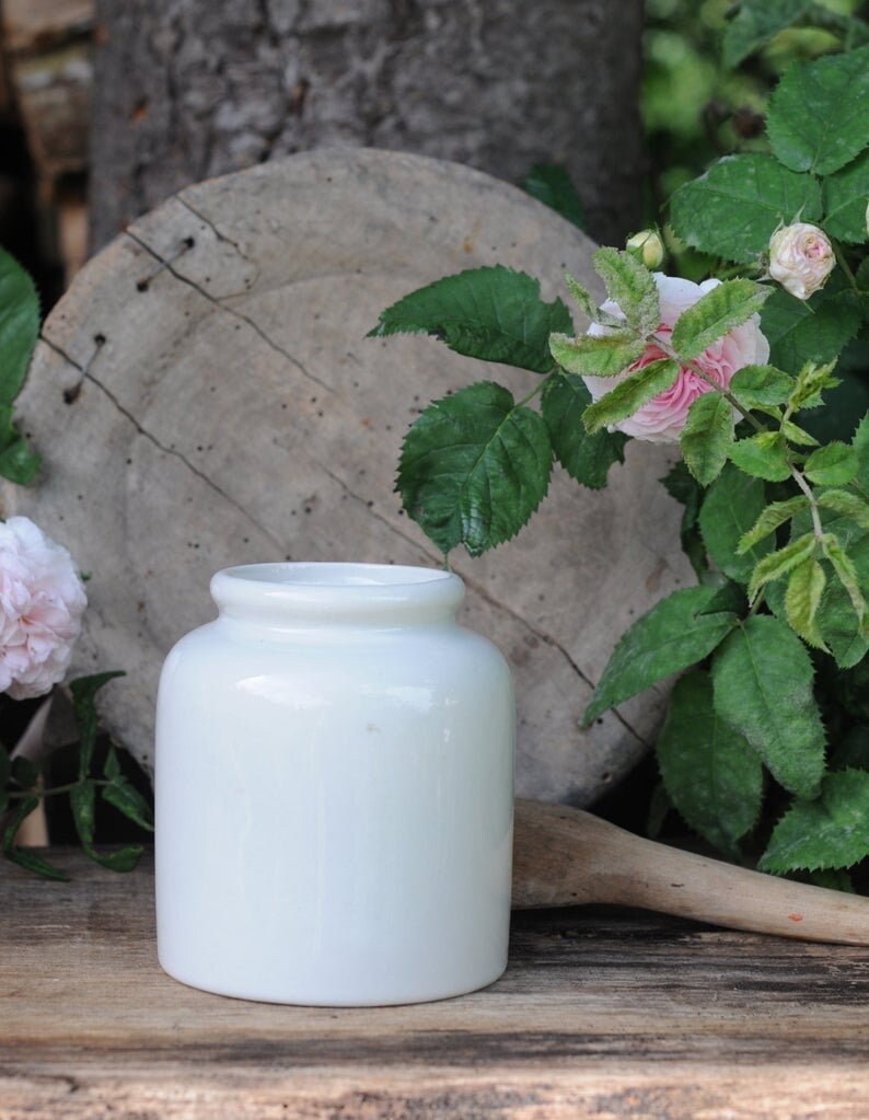 Antique French Mustard Jar. White Ironstone. Rustic Kitchen Etsy