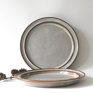 2 Scandinavian Modern stoneware Dinner plates. STOGO Large Plates. Danish Design by Herluf Gottschalk-Olsen. 1960s