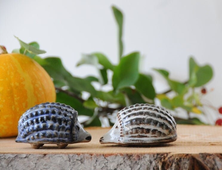 Hjorth Denmark. Pair Hedgehogs by Gertrud Kudielka. Iconic Ceramic