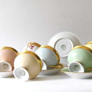 Antique Empress cup. Beautiful Pastel and Gold Demitasse cups, Kjøbenhavns Porcelains Maleri KPM image 5