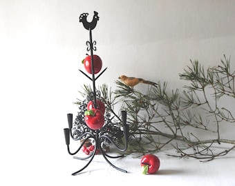 Bougeoir Coq. Gunnar Ander pour Ystad Metall. Décor de Noël traditionnel suédois des années 1960