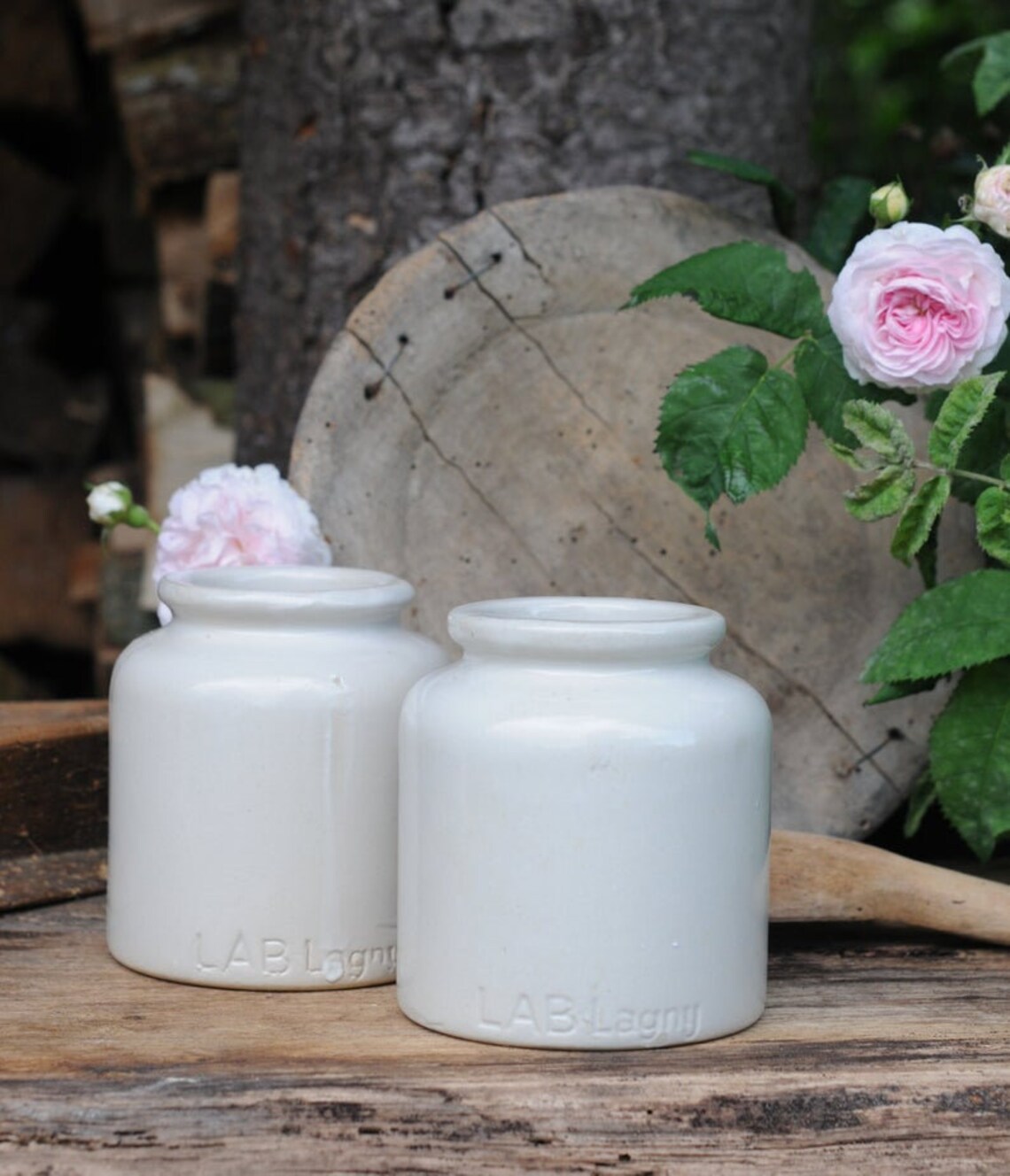 Antique French Mustard Jars. Two White Ironstone. Rustic Etsy