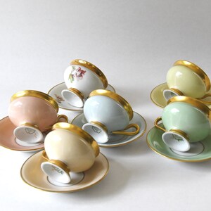 Antique Empress cup. Beautiful Pastel and Gold Demitasse cups, Kjøbenhavns Porcelains Maleri KPM image 4