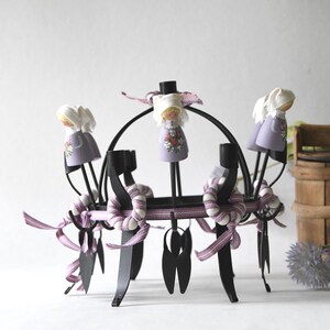 Traditional Midsummer Toarp Crown / Candleholder. Vintage Swedish candlestick holder. Handmade Folk Art image 2